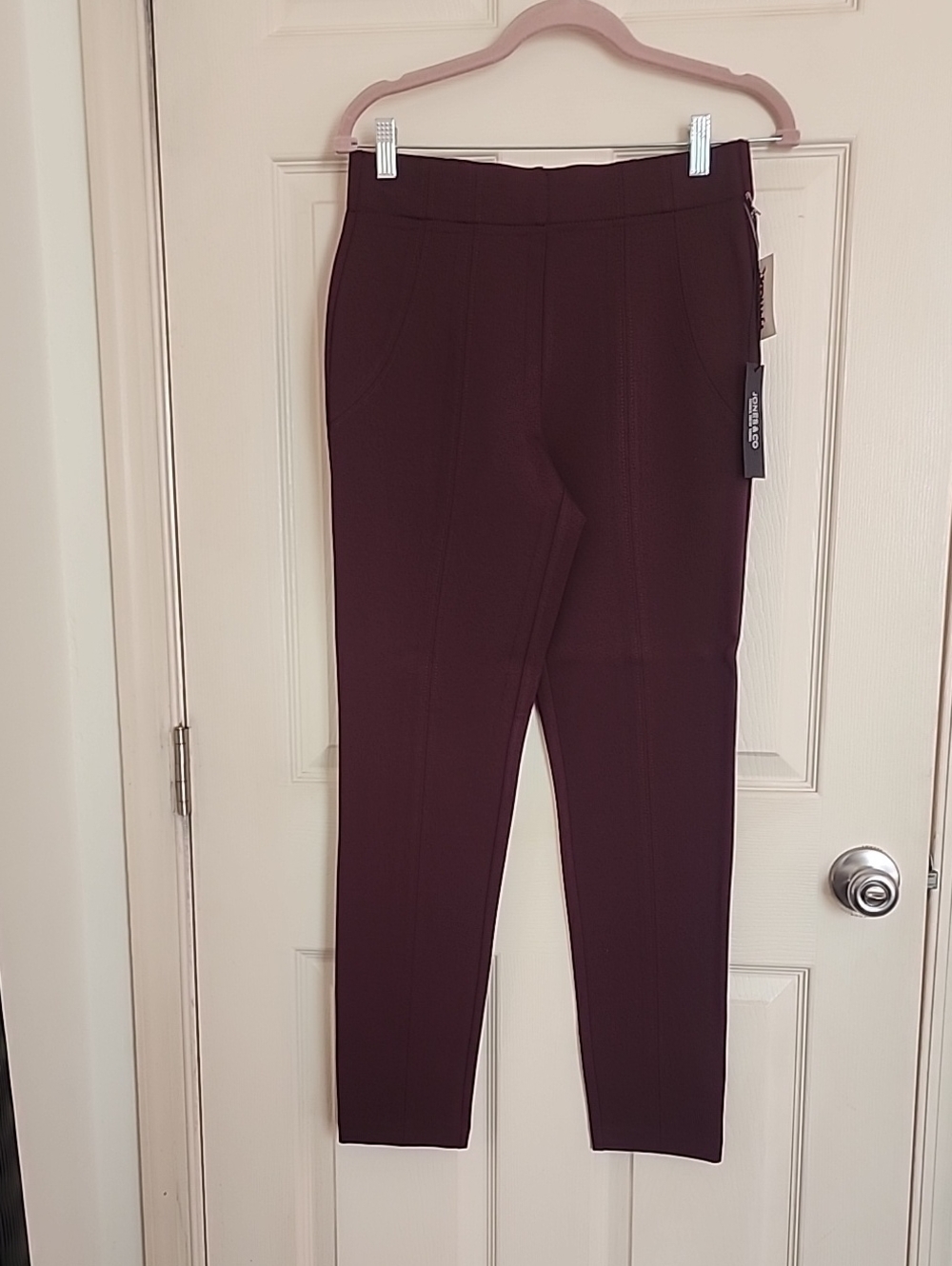 Jones & CO Women's High-Rise Ponte Pants in Deep Wine